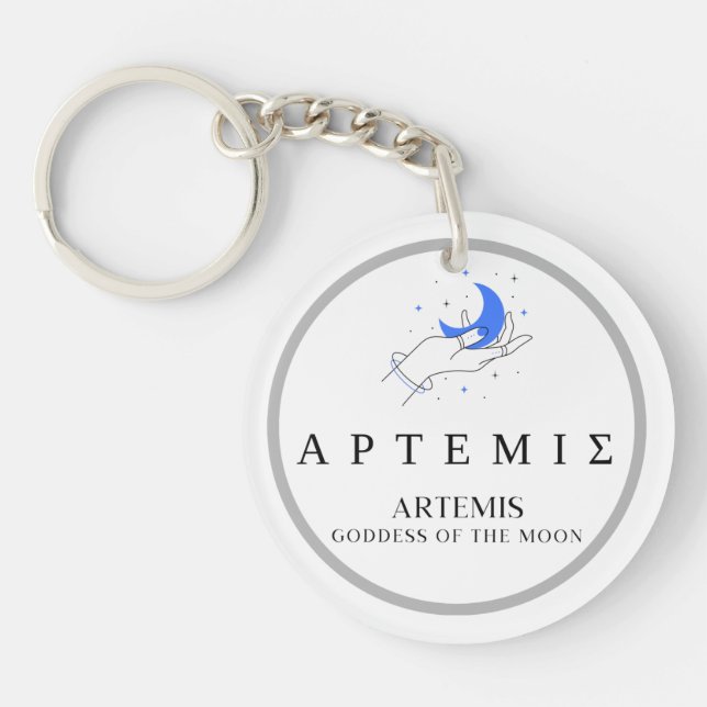 Artemis Greek Goddess of Moon Hand Holding Moon Key Ring (Front)
