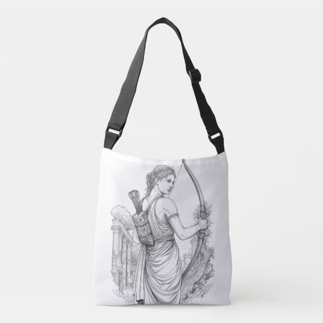 Artemis Greek Goddess of the Hunt Statue Style Crossbody Bag (Front)