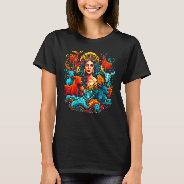Artemis Greek Mythology Goddess of Hunting & Anima T-Shirt (Front)