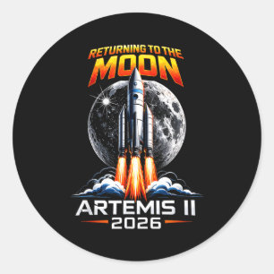Artemis ii back to the moon 2026 gift for men classic round sticker