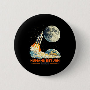 Artemis ii moon mission 2026 humans return retro 6 cm round badge