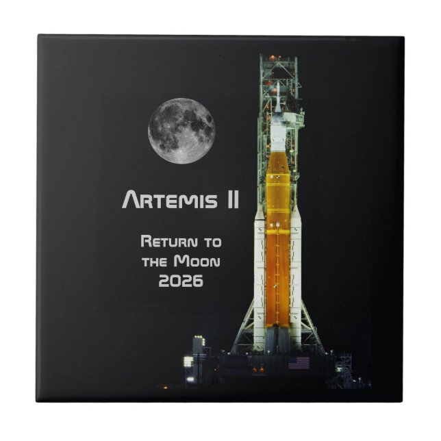 Artemis II Moon Mission Ceramic Tile (Front)