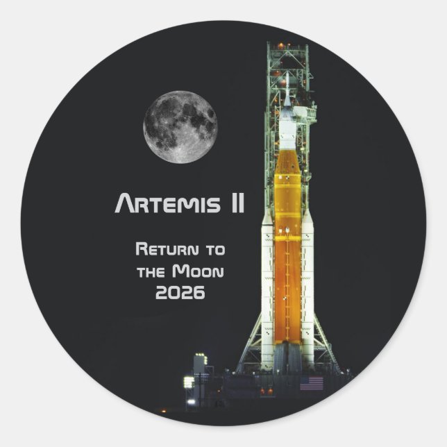Artemis II Moon Mission Classic Round Sticker (Front)