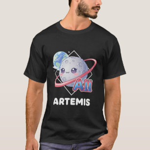 Artemis II Moon with Pink Rings & Earth T-Shirt