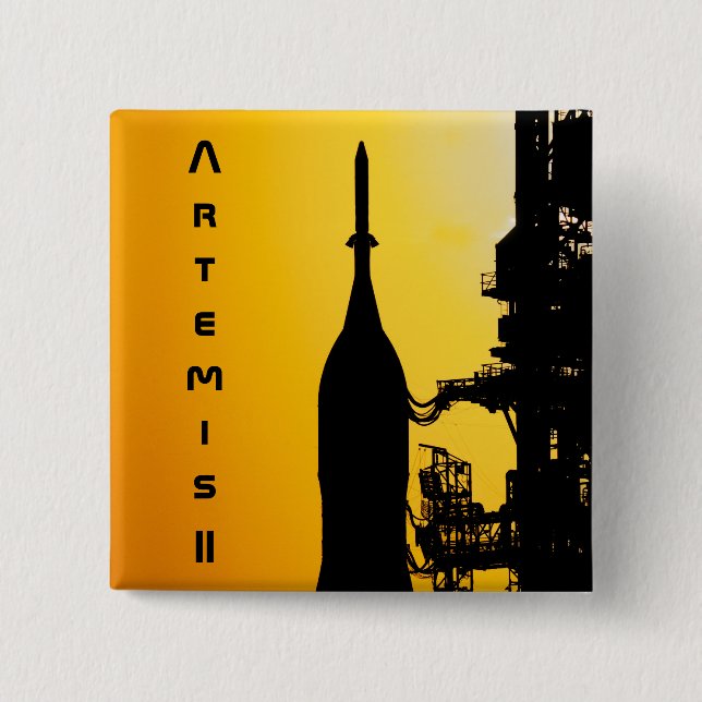 Artemis II to Launch Pad 15 Cm Square Badge (Front)