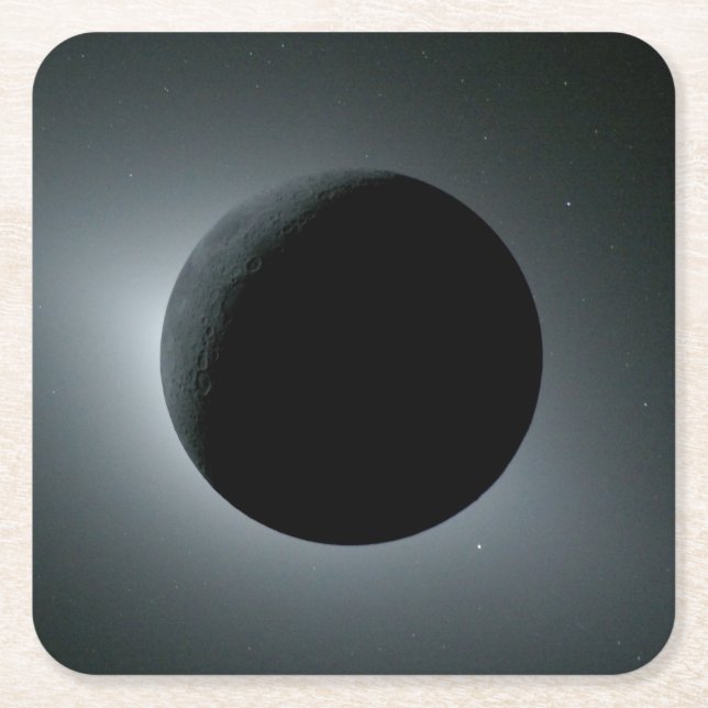 Artemis II Total Solar Eclipse Square Paper Coaster (Front)
