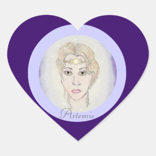 Artemis Moon Goddess Heart Sticker