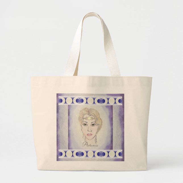 Artemis Moon Goddess Large Tote Bag (Front)