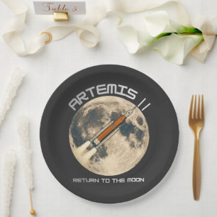 artemis moon mission paper plate