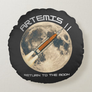 artemis moon mission round cushion