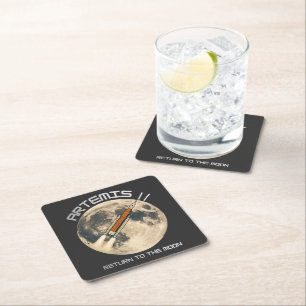 artemis moon mission square paper coaster