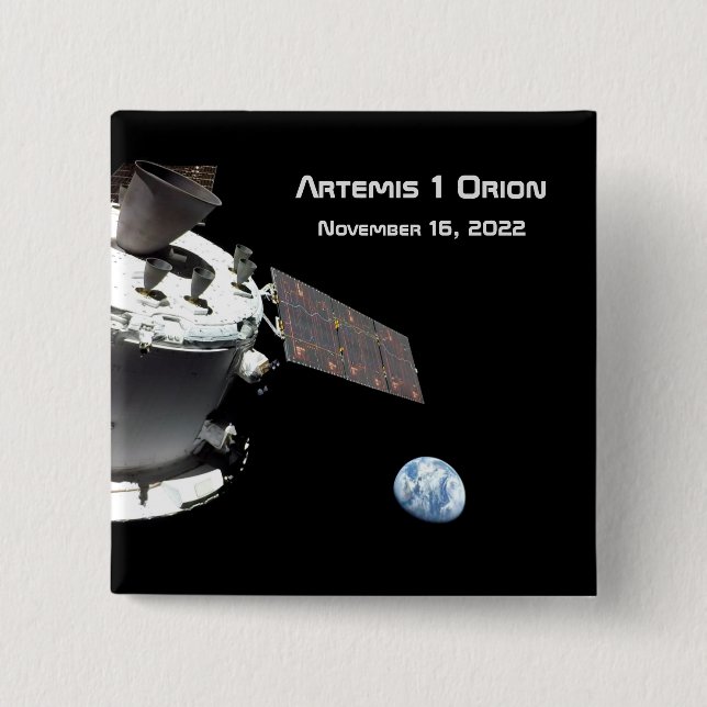 Artemis Orion Spacecraft Blue Marble 15 Cm Square Badge (Front)