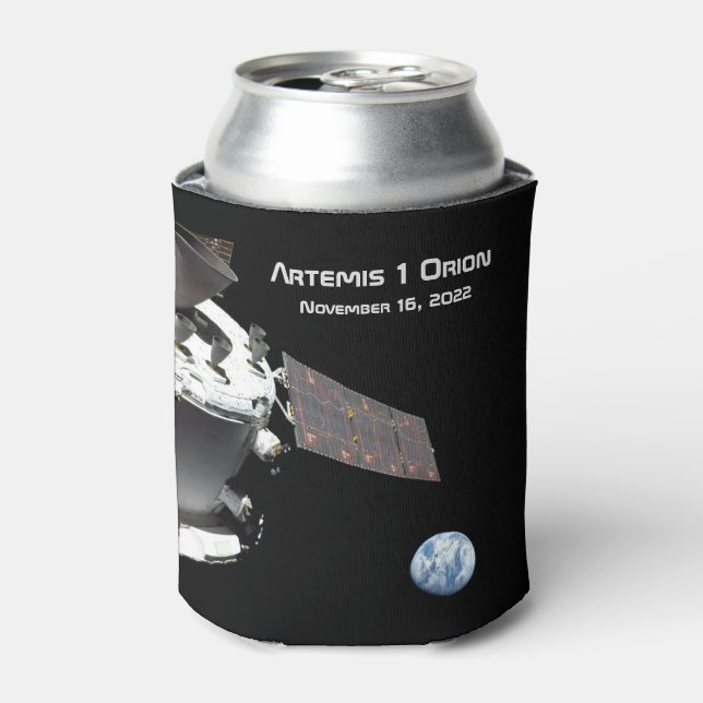 Artemis Orion Spacecraft Blue Marble Can Cooler (Can Front)