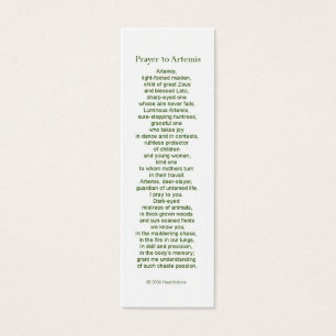 Artemis Prayer Card