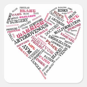 Arteriovenous Malformation Word Heart Sticker