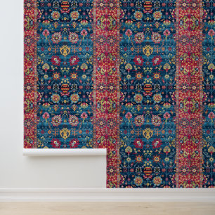 Artesan Print Red/Blue Wallpaper