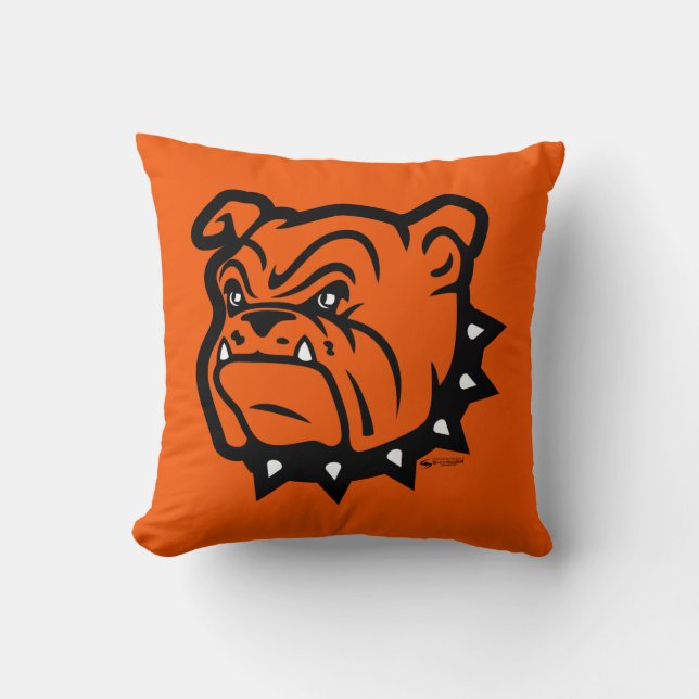Artesia Big Bulldog Orange Throw Pillow (Front)