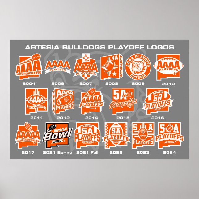 Artesia Bulldogs Football Playoff Logos Poster (Front)