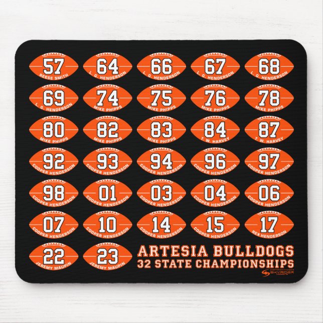 Artesia Bulldogs Football State Champs Mousepad (Front)