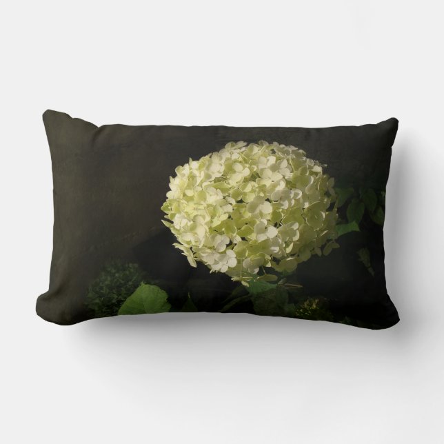 Artful Annabelle Hydrangea Bloom Lumbar Cushion (Front)