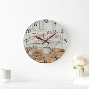 Artful Arrangement: Plate of Delicious Delights Large Clock