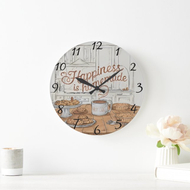  Artful Arrangement: Plate of Delicious Delights Large Clock (Home)