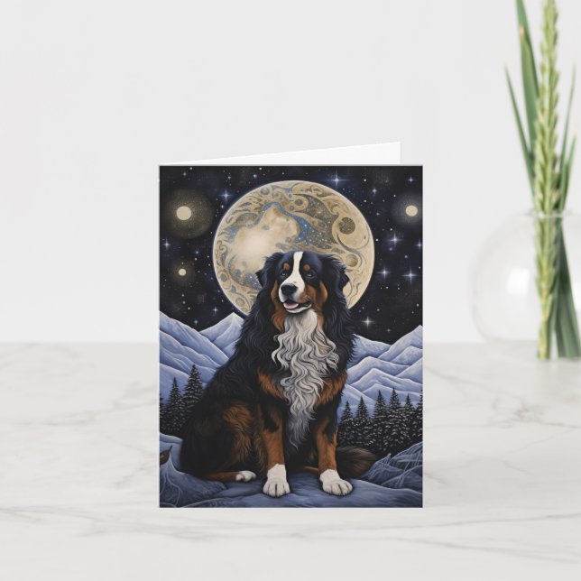 Artful Bernese Mt. Dog Seasonal Card (Front)