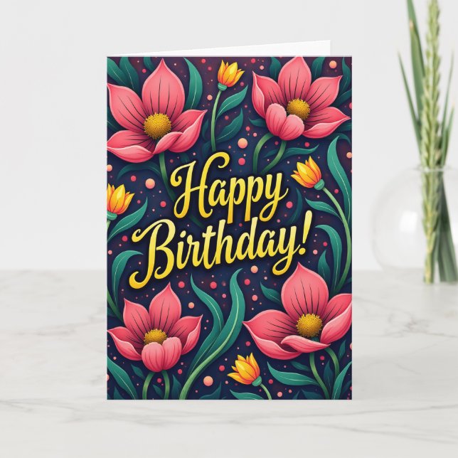 Artful Birthday Flower Card (Front)