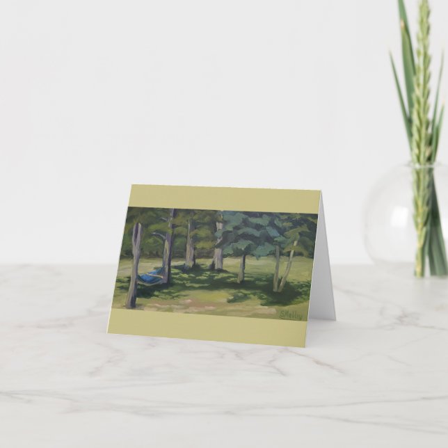 Artful Blue Hammock Note Card (Front)