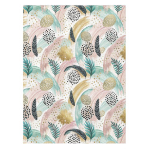 Artful Botanical Brushstroke & Gold Abstract Tablecloth