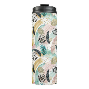 Artful Botanical Brushstroke & Gold Abstract Thermal Tumbler