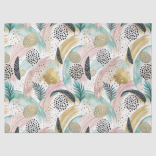 Artful Botanical Brushstroke & Gold Abstract Tissue Paper
