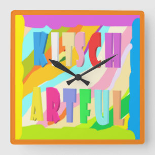 Artful bright colourful design big paint       square wall clock