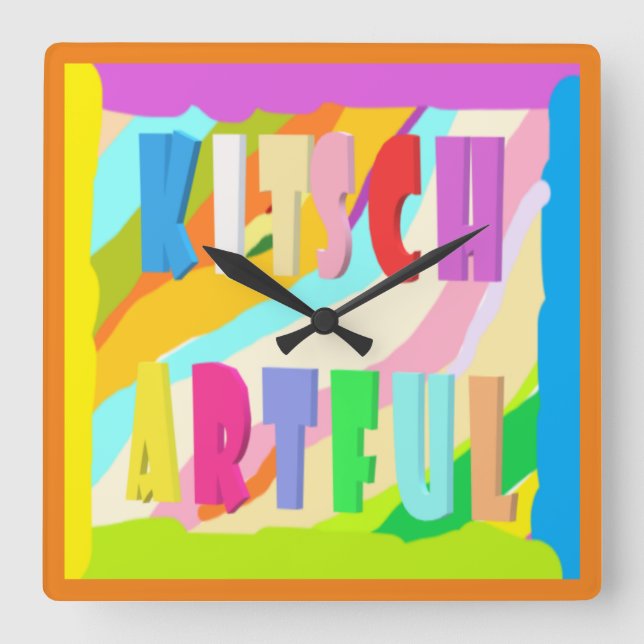 Artful bright colourful design big paint       square wall clock (Front)