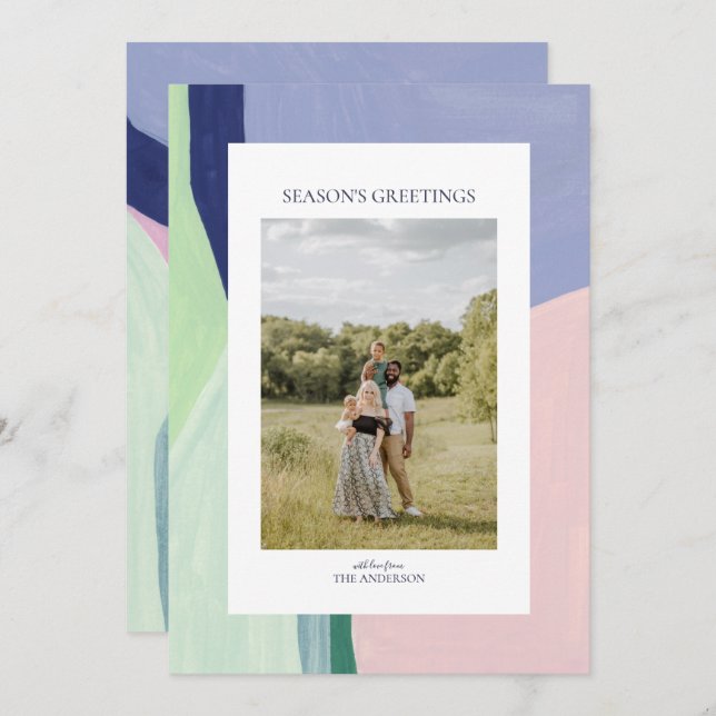 Artful Christmas Holiday Photo Greeting Card (Front/Back)