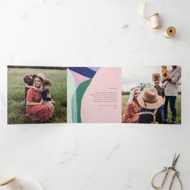 Artful Christmas Holiday Photo Greeting Card (Inside)