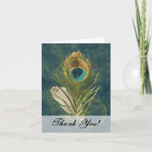 Artful Detail Peacock Feather Thank You Card