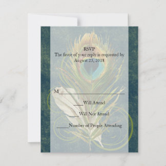 Artful Detail Peacock Feather Wedding RSVP Card