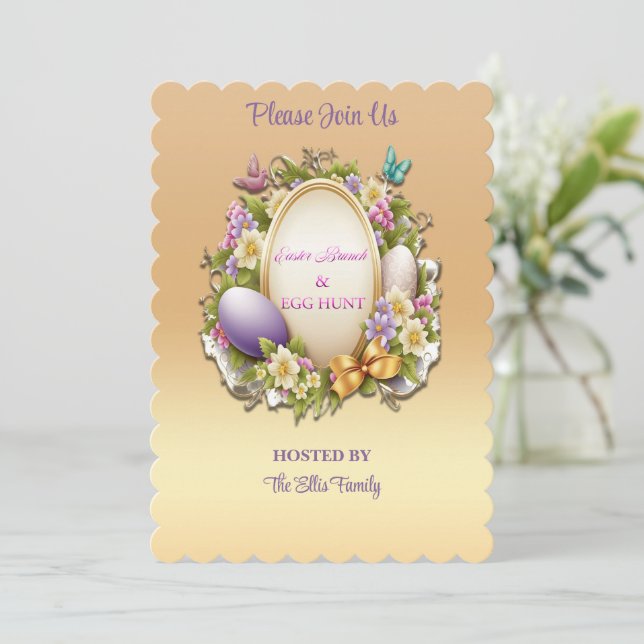 🌸 Artful Easter Brunch & Egg Hunt 🐣 Invitation (Standing Front)
