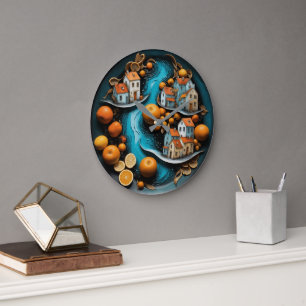 Artful Fruit Time Large Clock