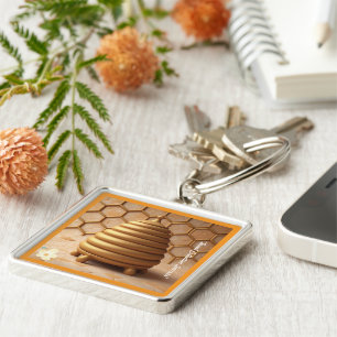 "Artful Golden Hive" Key Ring