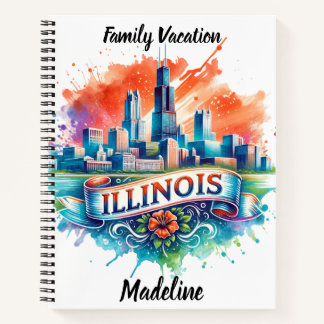 Artful Illinois skyline depiction Notebook
