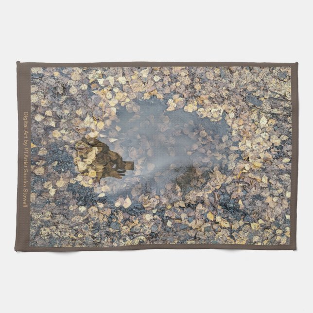 Artful Leafy Fall Reflection Tea Towel (Horizontal)