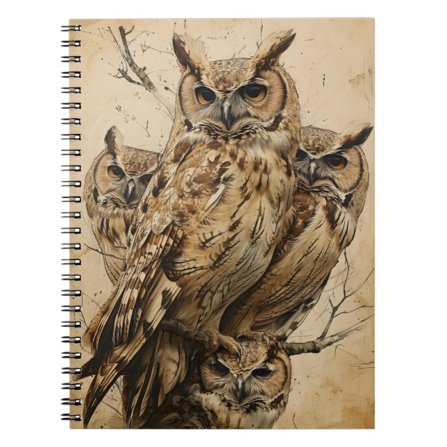Artful Owls Vintage Notebook (Front)