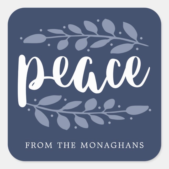 Artful Peace Personalised Holiday Stickers | Blue (Front)