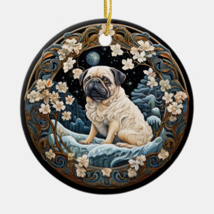 Artful Pug Ceramic Ornament