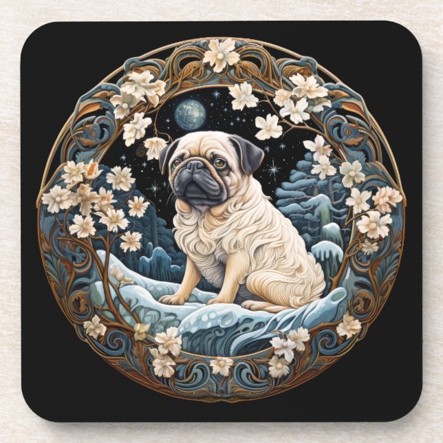 Artful Pug Coaster (Front)