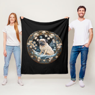 Artful Pug Fleece Blanket