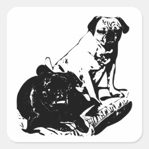 Artful Pugs, Playful Pop Square Sticker