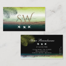 Artful Watercolors Palm Leaves Diamonds Initials